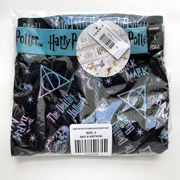 Torrid Harry Potter Boyshort Panties Deathly Hallows Dark Mark Death Eaters 2X - Picture 2 of 3